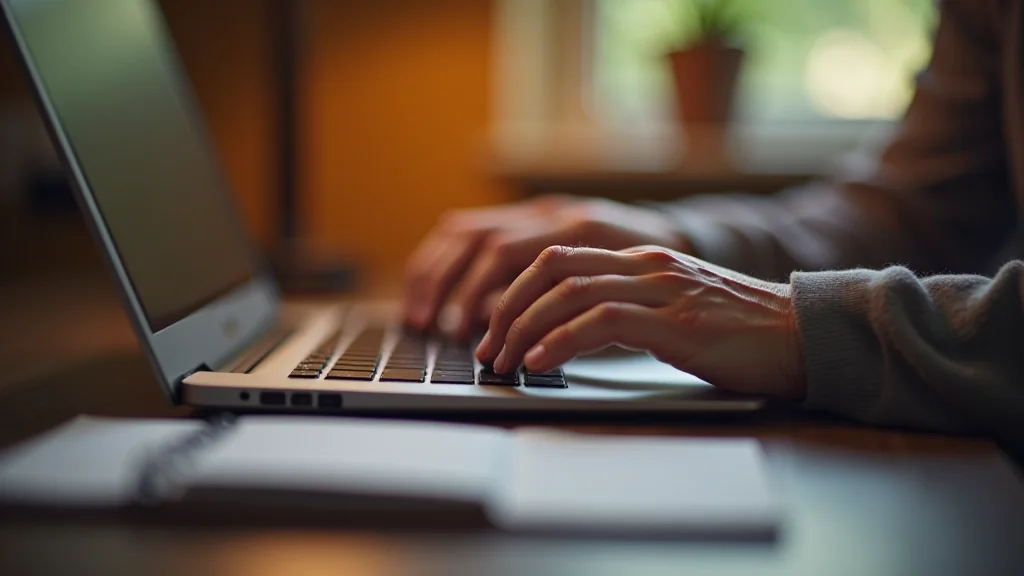 Handen typen op een toetsenbord van een laptop